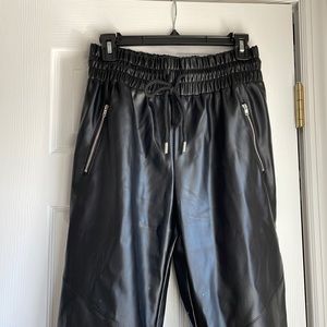 Leather jogger pants